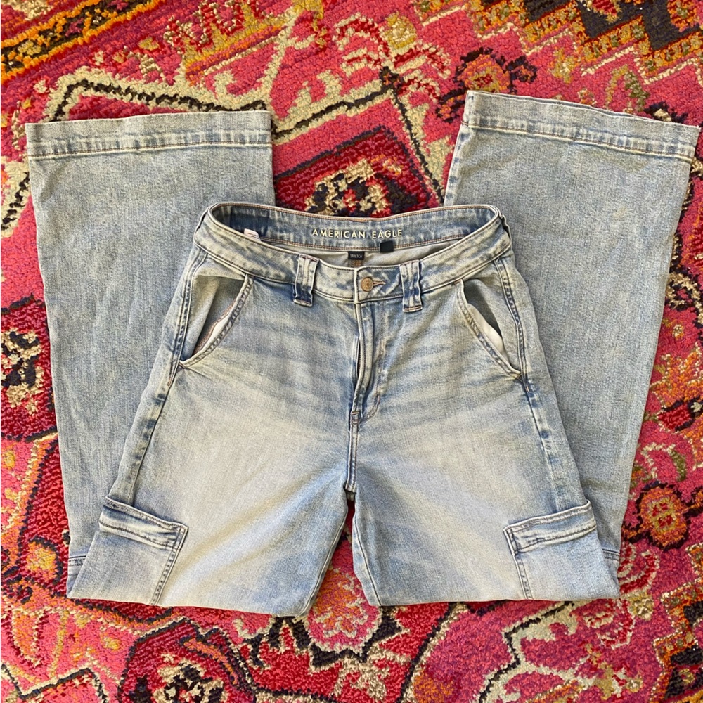 AE High-Waist Baggy Cargo Jean- Size 8 Long